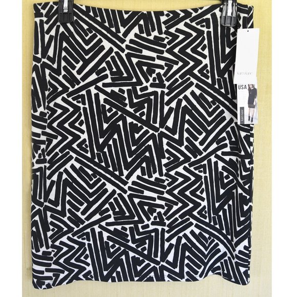 Karen Kane Black/White Stretch Knit Pencil Skirt, Size L, NEW NWT MSRP $78 - Picture 1 of 6